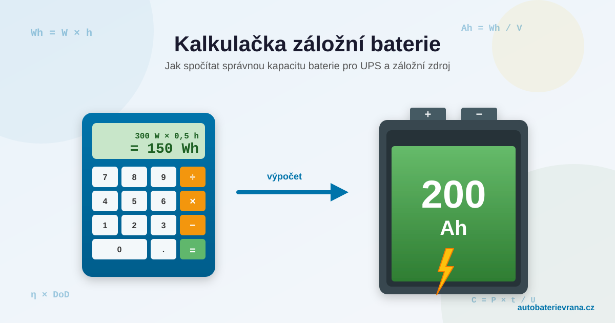 Kalkulačka velikosti záložní baterie