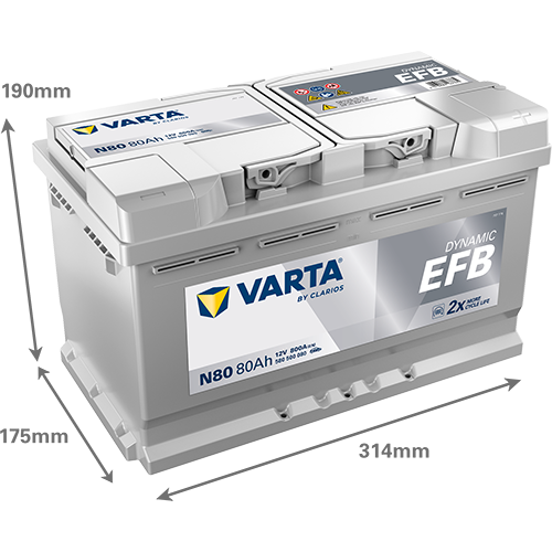 Varta DYNAMIC EFB 12V 80Ah 800A 580500080 N80