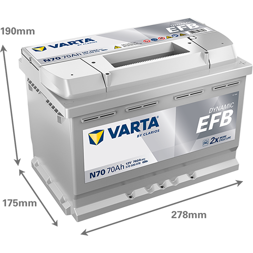 Varta DYNAMIC EFB 12V 70Ah 760A 570500076 N70