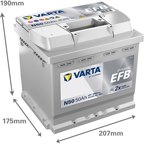 Varta DYNAMIC EFB 12V 50Ah 550A 550500055 N50