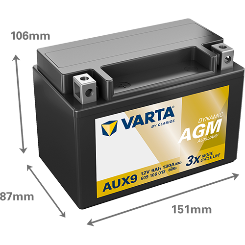 Varta DYNAMIC AUX 12V 9Ah 130A 509106013 AUX9