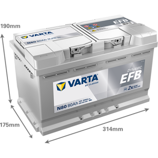 Varta DYNAMIC EFB 12V 80Ah 800A 580500080 N80