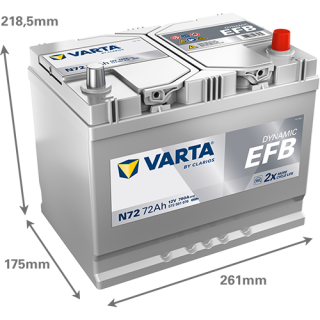 Varta DYNAMIC EFB 12V 72Ah 760A 572501076 N72