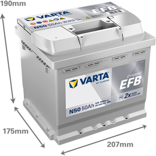 Varta DYNAMIC EFB 12V 50Ah 550A 550500055 N50